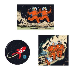 3 magnets Tintin Lune